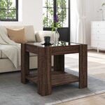 vidaXL Table basse avec LED chêne marron 53x53x45 cm bois d'ingénierie