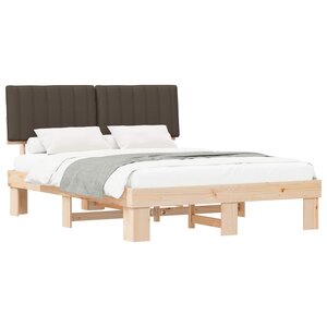 vidaXL Cadre de lit avec tête de lit rembourrée Taupe 160 x 200 cm