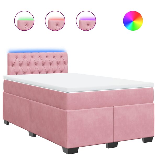 vidaXL Sommier à lattes de lit avec matelas rose 120x190 cm velours