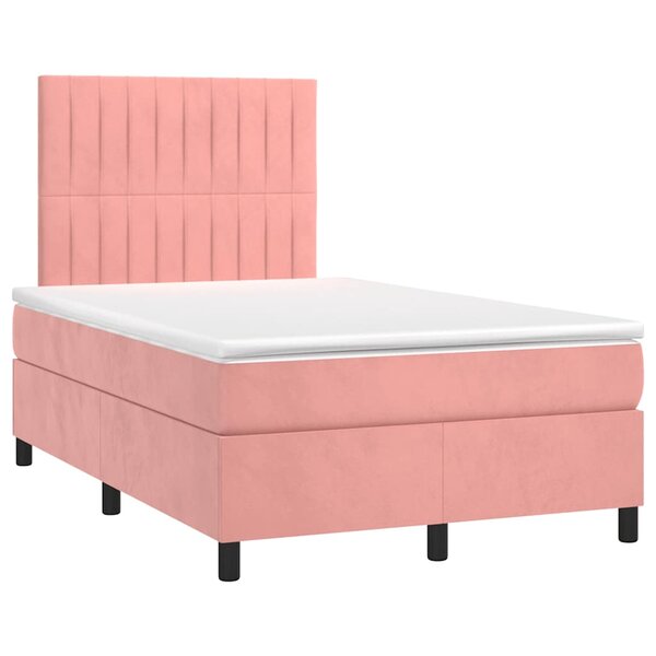 vidaXL Sommier à lattes de lit avec matelas rose 120x190 cm velours