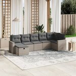 vidaXL Salon de jardin avec coussins 7 Pièces gris résine tressée