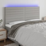 vidaXL Tête de lit à LED Gris clair 180x5x118/128 cm Tissu