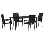 vidaXL Ensemble de Salle à Manger de Jardin 5 Pièces Noir Rattan Poly