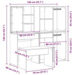 vidaXL Ensemble de Coiffeuse avec tiroir 2 Pièces Noir 140 x 40 x 140 cm