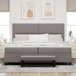 vidaXL Lit à ressorts avec matelas Taupe 200 x 200 cm tissu