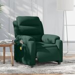 vidaXL Fauteuil inclinable de massage électrique vert foncé velours