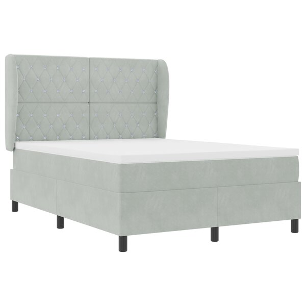 Lit Box Spring vidaXL avec Matelas Gris Clair 140x190 cm Velours