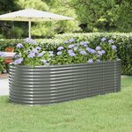 vidaXL Lit surélevé de jardin Acier galvanisé 249x100x68cm gris