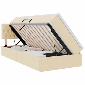 vidaXL Lit avec rangement et LED avec matelas Crème 100 x 200 cm tissu