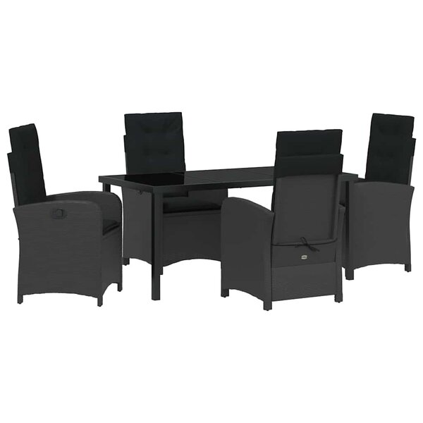 vidaXL Ensemble de salle à manger pour jardin 5 Pièces Noir polyrotin