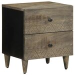 vidaXL Tables chevet 2 Pièces gris clair 40x33x46 cm bois manguier solide