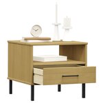 vidaXL Table de chevet avec pieds en métal Marron Bois pin massif OSLO