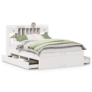 vidaXL Lit bibliothèque sans matelas blanc 140x190 cm bois pin massif