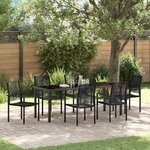 vidaXL Ensemble de salle à manger pour jardin 7 Pièces Noir