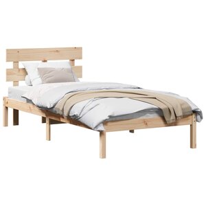 vidaXL Cadre de lit Marron 90 x 190 cm Bois de pin massif