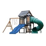 Aire de jeux - Toboggan bleu et toboggan tubulaire - Cody