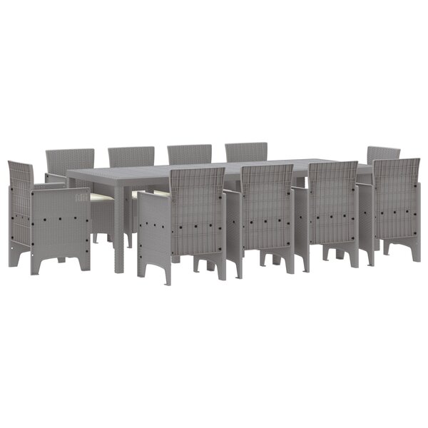 vidaXL Ensemble de salle à manger de jardin de 11 pièces avec coussins en rattan poly gris clair
