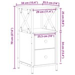 vidaXL Table de chevet chêne artisanal 34x35 5x70 cm bois d'ingénierie