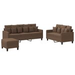 vidaXL Ensemble de canapés 3 Pièces avec coussins Marron Tissu