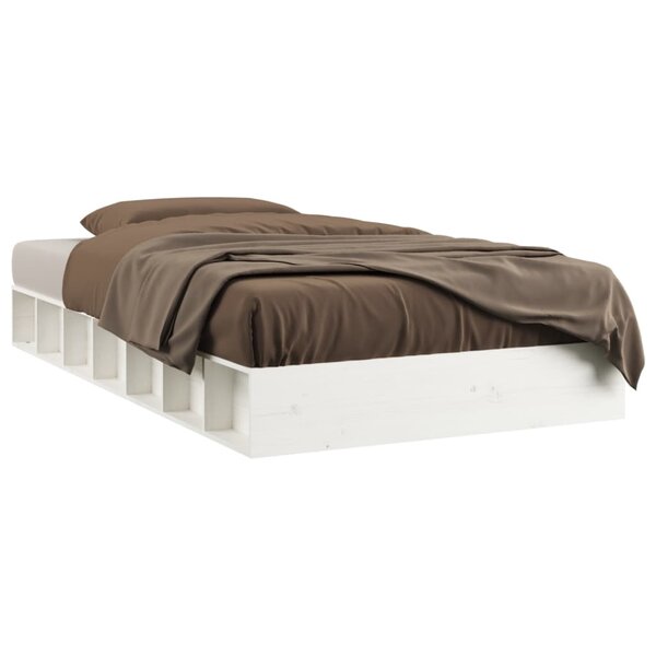 vidaXL Cadre de lit Blanc 135x190 cm Double Bois massif