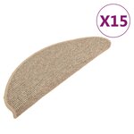 vidaXL Tapis d'escalier 15 pièces 65 x 21 x 4 cm Beige foncé Demi-rond Grand
