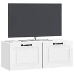 vidaXL Meuble TV mural Montage mural Blanc brillant 78 5 x 31 x 30 cm