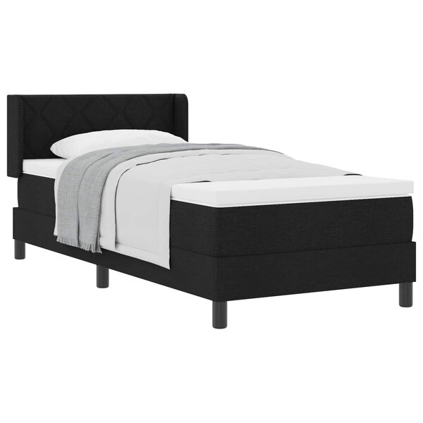 vidaXL Lit à ressorts avec tête de lit Noir 200 x 90 cm tissu