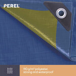 Perel Bâche  résistant  28 œillets  angles renforcés  rectangulaire  bleu/vert  110 g/m²  6 x 8 m