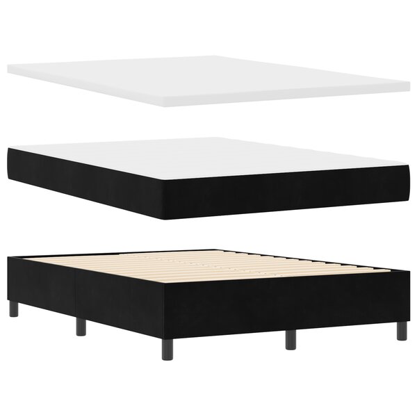 vidaXL Lit à Ressorts avec Matelas & Banc Noir 140x200 cm Velours