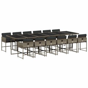 vidaXL Ensemble à manger de jardin coussins 13 Pièces gris résine tressée