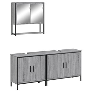 vidaXL Ensemble de meubles de salle de bain 3 Pièces Sonoma gris