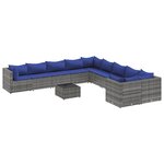 vidaXL Salon de jardin 11 Pièces avec coussins gris résine tressée