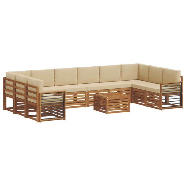 vidaXL Ensemble de canapés d'extérieur 11 pc Naturel et Beige