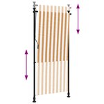vidaXL Store roulant d'extérieur orange et blanc 100x270cm tissu acier