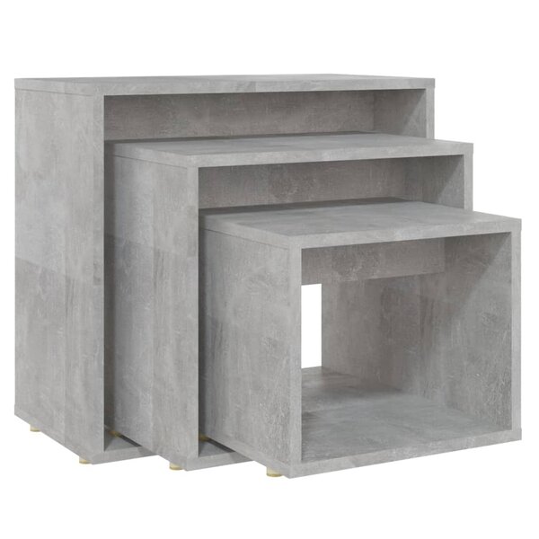 vidaXL Tables gigognes 3 Pièces Gris béton Aggloméré