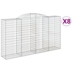 vidaXL Paniers à gabions arqués 8 Pièces 300x50x160/180 cm fer galvanisé
