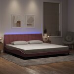 vidaXL Cadre de lit avec lumières LED rose 200x200 cm velours
