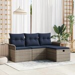 vidaXL Ensemble de canapé de jardin avec coussin 4 Pièces Poly rotin