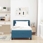 vidaXL Lit à ressorts avec matelas Bleu foncé 190 x 90 cm Polyester