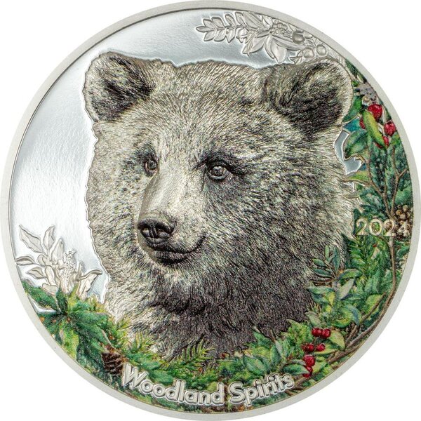 Monnaie BEAR Woodland Spirit Ours 1 Oz Argent 500 Togrog Mongolia 2024 (PRÉCOMMANDE)