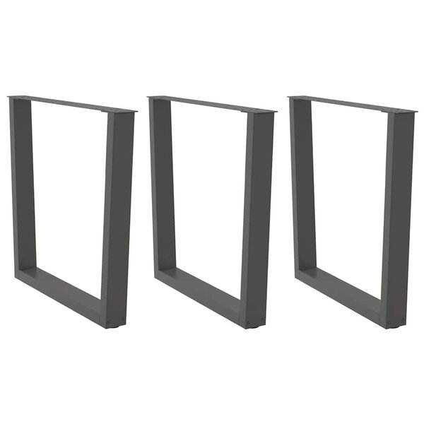 vidaXL Pieds de table à manger en forme de V  3 pièces  anthracite  80 x (72-73 3) cm  acier