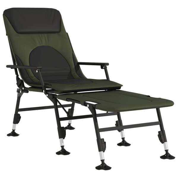 vidaXL Chaise longue de pêche avec pieds à boue réglables pliable vert