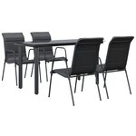 vidaXL Ensemble à manger de jardin 5 Pièces noir textilène et acier