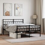 vidaXL Cadre de lit métal sans matelas avec pied de lit noir 120x200cm