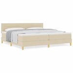 vidaXL Lit boxspring avec matelas Crème 200 x 200 cm tissu