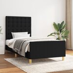 vidaXL Cadre de lit avec tête de lit Noir 90x200 cm Tissu