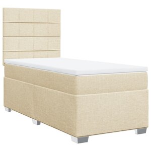 vidaXL Sommier à lattes de lit avec matelas Crème 100x200 cm Tissu