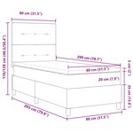 vidaXL Lit à ressorts  matelas et LED  noir  80 x 200 cm  en tissu.