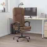 vidaXL Fauteuil de massage inclinable de bureau Marron Tissu