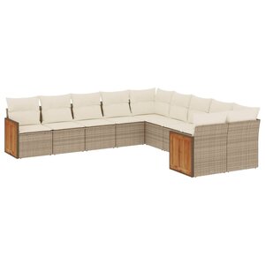 vidaXL Salon de jardin avec coussins 10 Pièces beige résine tressée